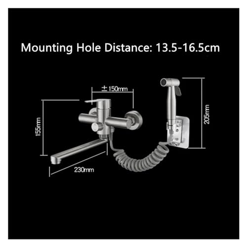 Grifo mezclador de cocina cepillado con rociador orientable de pared 7
