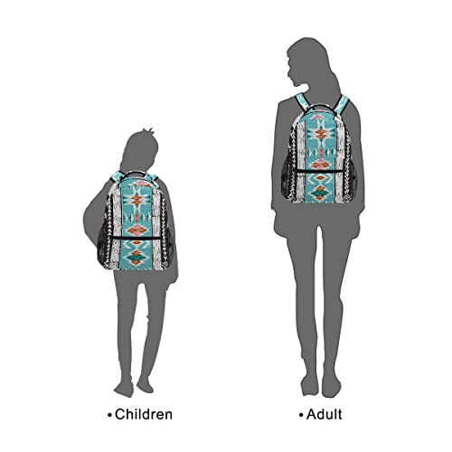 Blue Tribal Aztec Print Backpack for Girls School Book Bags Kids Bookbag 3rd 4th 5th Grade Travel Laptop Daypacks 16x11.4x6.9in2