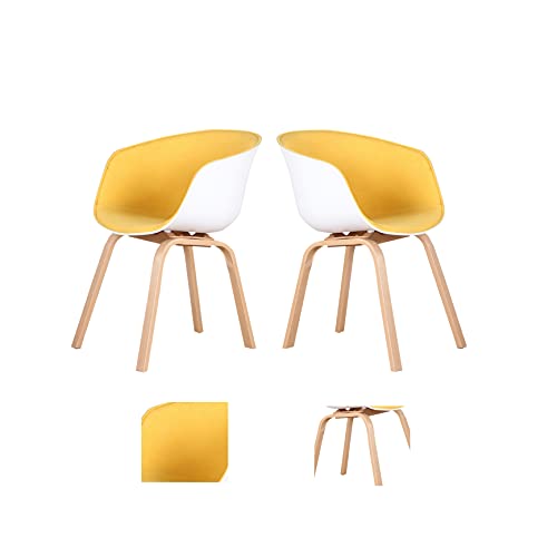 Silla de comedor en casa retro nórdica silla trasera simple mesa y silla (amarillo, 2) Cover
