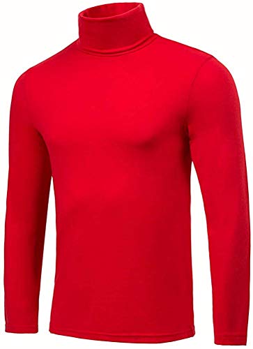 Thwei Mens Turtleneck Mock Turtleneck Slim Fit Long Sleeve Pullover Sweater(Red,L(Us 40)) #TOP1
