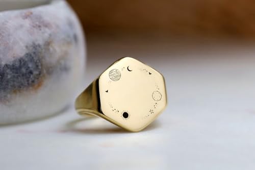 Bague spatiale hexagonale en argent 925 à porter au quotidien