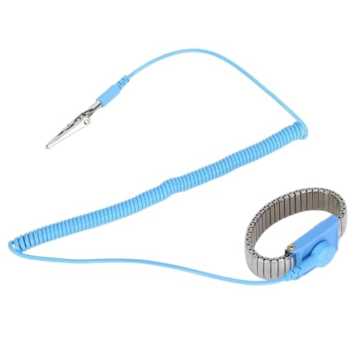 Image of Grounding Strap, Anti Static Wrist Straps Adjustable ESD Wrist Band Reusable Corded Anti Static Wrist Strap with Grounding Wire and Alligator Clip for Sensitive Electronic Equipment
