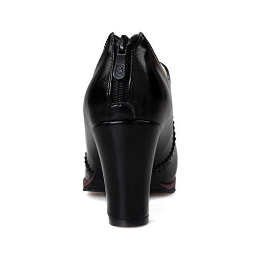 MIOKE Women's Chunky Platform Oxford Pumps High Heel Round Toe Slip On Zipper Vintage Uniform Dress Shoes4