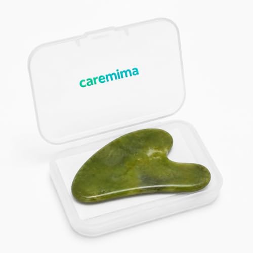 CAREMIMA Authentic Jade Gua Sha Tool | Green Natural Stone for Face & Body Massage | Ergonomic Design for Skincare Application (Green Gua Sha)