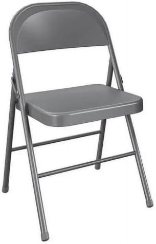 All-Steel Metal Folding Chair, Double Braced, Gray Indoor Outdoor Stackable Chair for Church, Events, Parties, Camping and Home Use