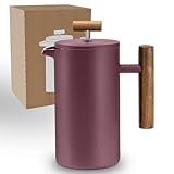 LAMBDA COFFEE® CALDERA Thermo French Press Edelstahl Brave Red I 3 Größen erhältlich I Kaffeebereiter aus EdelstahlI Kaffeezubereiter I Kaffeepresse Rot 0,6l (3 Tassen)
