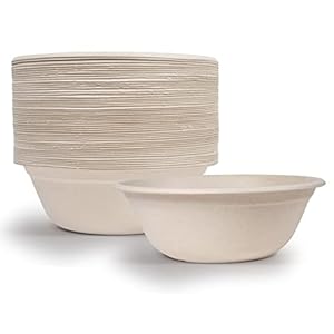 Upper Midland Products 40 oz Disposable Eco Bowls Large 50 Pack Beige