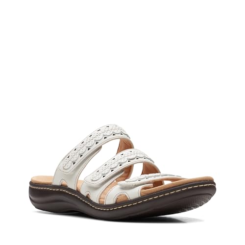Clarks Clarks Collection Women's Laurieann Cove flats-sandals, White Leather, 8 Medium US