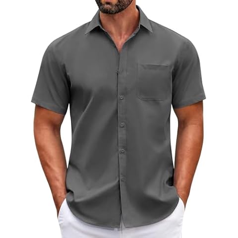 COOFANDY Men's Short Sleeve Shirt Cover
