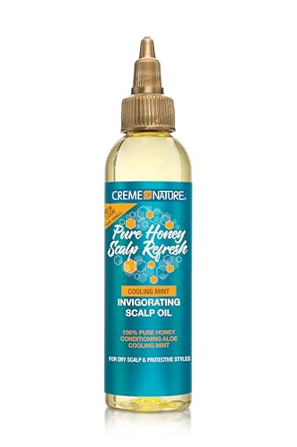 Creme of Nature, Pure Honey Scalp Refresh, Huile Légère Hydratante pour le Cuir Chevelu et Coiffures Protectrices, Soin pour Cheveux Bouclés Frisés Crépus, Hydrate Apaise et Revitalise, Flacon 118ml