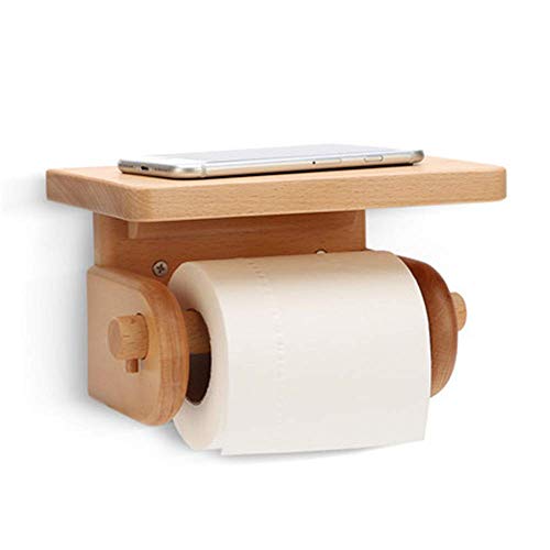 JSMY NBRTT Toilettenpapierhalter Holzgewebe Badzubehör Wandhalterung Shelfsolid Perfekt mit Handy Bambus Aufbewahrungsregal Loo Papier Holz Cover