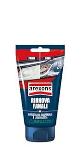 AREXONS RINNOVA FANALI 150 gr Lucida fari auto, pasta lucidatura fanali opacizzati e plastica lucida dura, prodotto rinnova fari auto, facile da usare, pasta bianca, migliora visibilità di notte