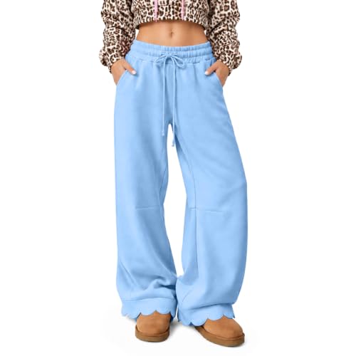 Wide Leg Sweatpants Women Scalloped Baggy Lounge Sweatpants Sweat Pants - image 1
