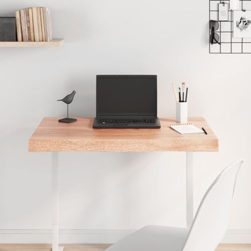 Tablero de mesa de madera maciza tratada en marrón claro y borde vivo (80x40 cm) 5