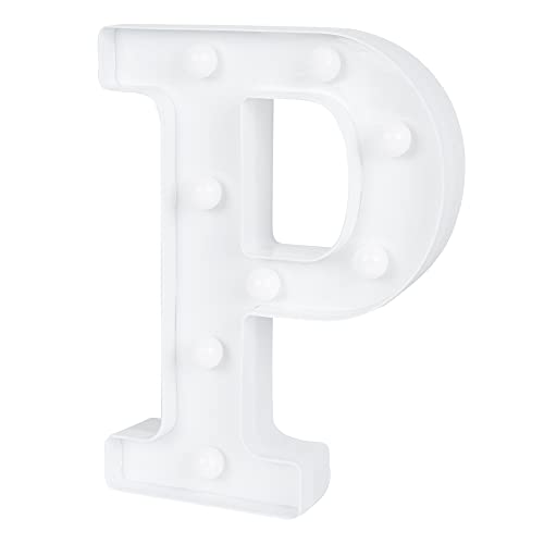 Image of Restaurantware-Illumify 5.8 x 1.2 x 8.7 Inch Light Up Letter, 1 Durable Marquee LED Light - Letter P, Touchproof, White Plastic Party Light, Keyhole Slot, For Parties, Weddings, Or Special Events
