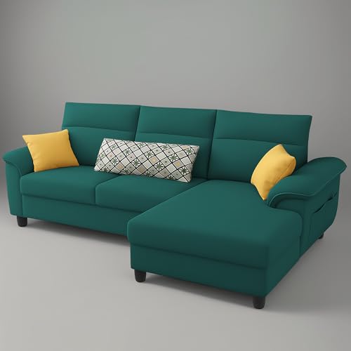 Image of Casaliving Seams RHS 4 Seater L Shape Sofa for Living Room (Pine Fabric) Premium Fabric Sofa