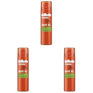 Gillette Fusion5 Ultra Sensitive Shaving Gel for Men, 200 ml, Soothes & Protects Sensitive Skin Leaving It Clean & Comfortable (Pack of 3)