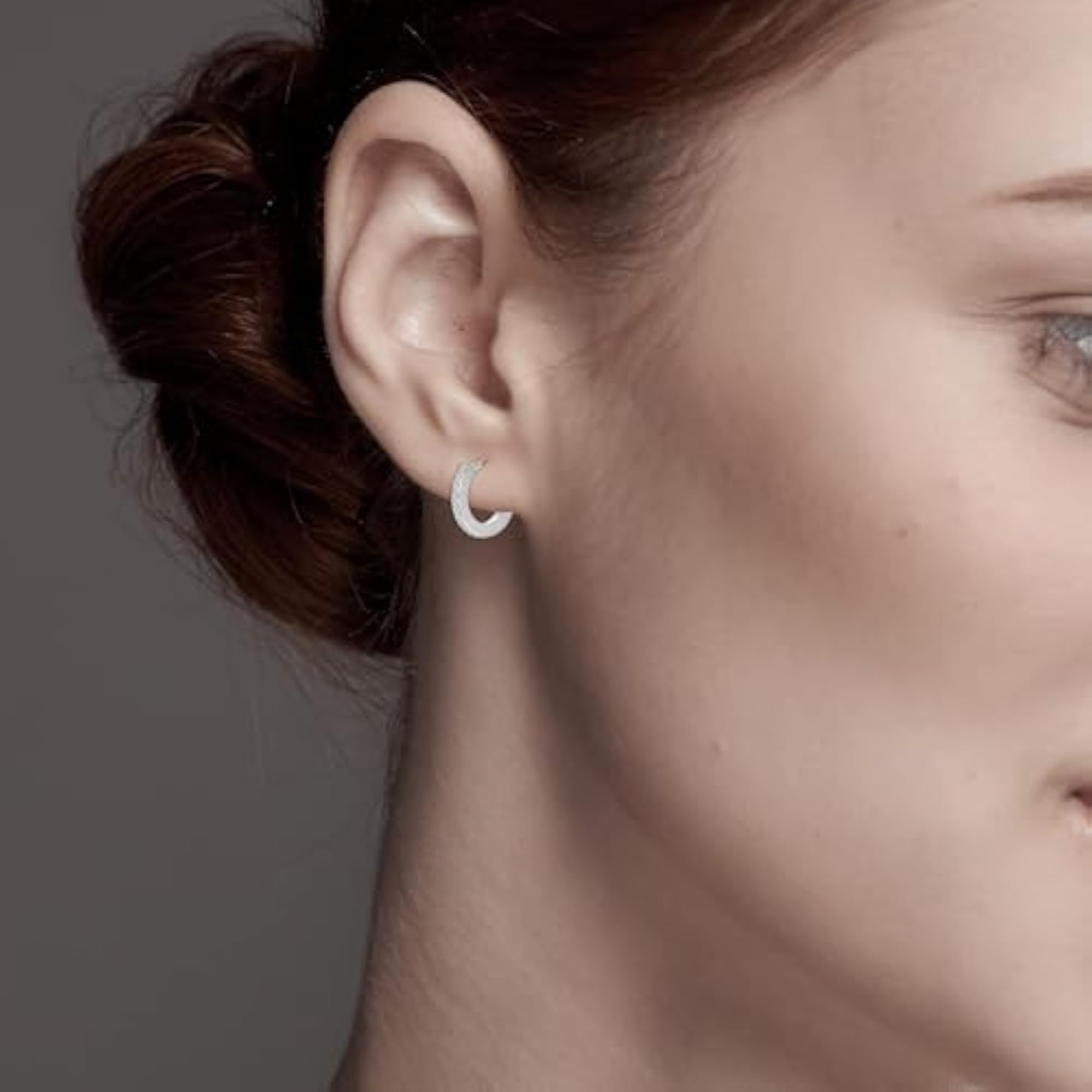 925 Sterling Silver Huggie Hoop Earrings, Retro Style