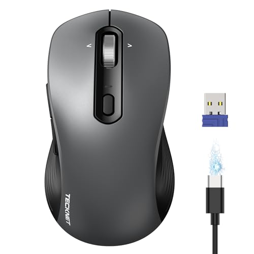TECKNET Rechargeable Wireless Bluetooth Mouse with 4-Way Wheel, 3-Device - image 1
