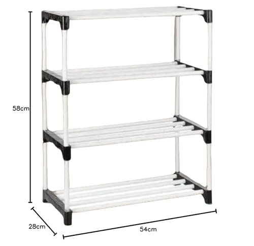 Image of NILUX 4-Layer Adjustable Bookshelf for Home Library and Office Multipurpose Plastic Storage Rack with Sturdy Shelves Space-Saving Organizer for Books Decor Toys and Daily Essentials
