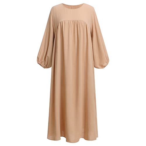 Robe musulmane ample kaki pour masquer les formes confortablement en L
