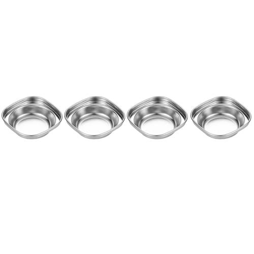 TrekSky ディップボウル バーベキューディップソース皿 お皿 醤油 薬味 仕切皿 小 漬物 キムチ 涼菜 醤油調味料 304ステンレス スパイス 酢 韓国料理 焼肉 焼き肉 家庭 旅館 飲食店 業務用 韓国食器 可食洗機対応 (銀,O) [並行輸入品