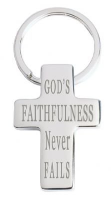 Christian Art Gifts Engravable Metal Cross Keychain | Gods Faithfulness Never Fails | Inspirational Accessory Keychain/Keyring for Men and Women