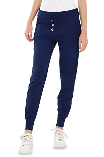 Malito 8021-G Pantalon de survêtement pour femme au look classique | Pantalon de sport uni | Baggy pour la danse | Pantalon de survêtement, bleu foncé, M Cover