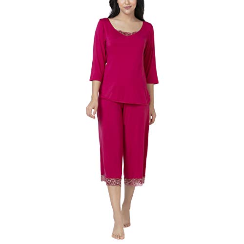 Image of Amante Solid Below Knee Mid Rise Capri Sleep Bottom