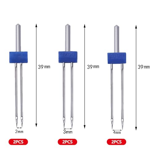 ANBOO 6 x Twin Needles for Sewing Machine 3 Mixed Sizes, 2 mm, 3 mm, 4 mm, Ideal for Cotton Linen, Silk & Stretchy Materials - Image 2