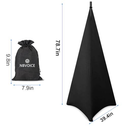 NBVOICE Speaker Stand Cover Tripod Stand Skirt Skrim 360 Degree Cover Dj Speaker Covers Compatible with Most Adjustable Tripod Speaker Stand with Free Travel Bag (Two Pack-Black) - Thumbnail 2