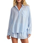 Korebow Womens Button Down Shirts Long Sleeve Solid Color Casual Collared Tops Blouses with Pocket