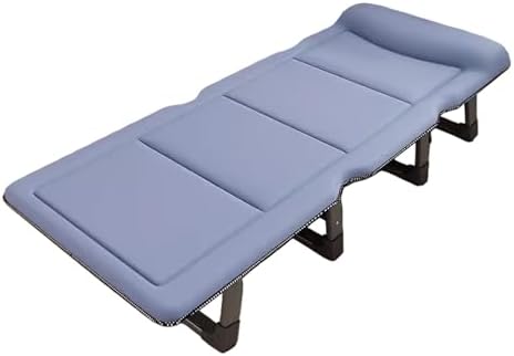 Portable Folding Bed Camping Cots,Foldable Bed with Mattress Queen Camping Cot 4 Positions Adjustable Reclining Folding Camping Cot Sleeping Bed Cots for Adults Outdoor Portable ChaiseBlue,