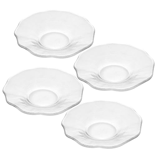 GOOHOCHY 4piezas Posavasos De Vidrio Transparentes Platillos para Bebidas y Tazas De Té Decoración De Mesa para Comedor y Hogar