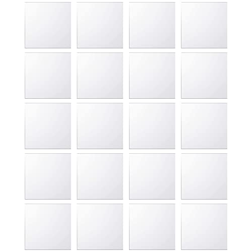 DRERIO 20Pcs Mirror Tiles Self Adhesive Acrylic Mini Square Mirror Small Craft Mirror Tiles Plastic Mirror Tiny Mirror Stickers Mosaic Tiles for Crafts Decoration DIY Projects Supplies(5 * 5cm)