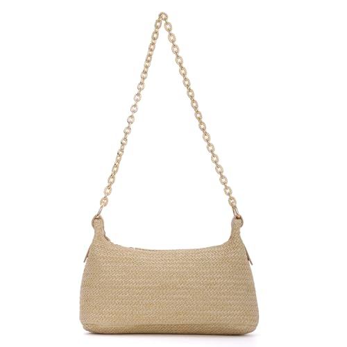 Fecialy Women Straw Shoulder Bag Woven Tote Handbag Summer Beach Bag VacationTravel Purse