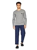 Emporio Armani Underwear Mens Fluid Viscose Pyjama Pajama Set, MarineCheck/White, M (2er Pack)