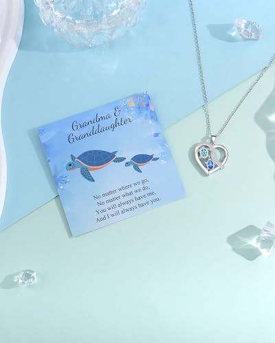Mother Daughter Necklace/Grandma Granddaughter Necklace, Birthday Gifts for Aunt Niece Auntie Turtle Pendant Necklaces Jewelry Gifts for Women4