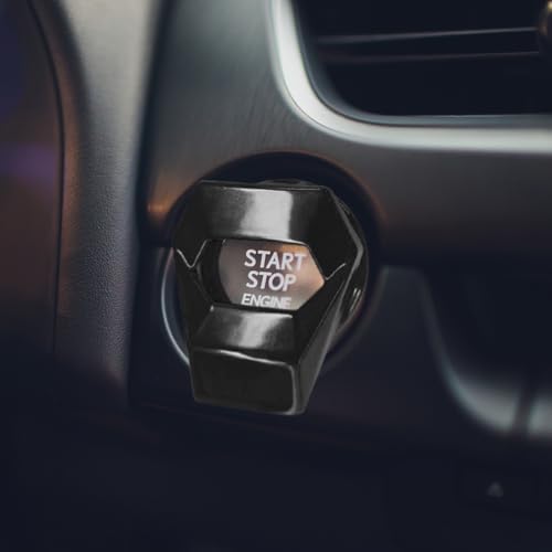 DUSCOKE Push to Start Button Cover for Car Decoration, Zinc Alloy Power Control Trim Car Engine Start Stop Buttons Cover, One Button Key Ignition Switch Protective Sticker for Cars, SUVs (Black)