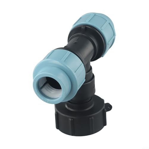 Honseadek Conector adaptador de tanque IBC S60X6 con opciones de ajuste de polietileno de 20/25/32 mm, conector de tanque de agua de plástico para manguera de jardín y accesorios de tapa de tanque de