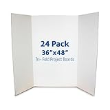 Flipside Products 36” x 48” Project Boards for Presentations, Science Fair, School Projects, Event Displays and Trifold Picture Board, Proudly Made in USA - Clay White - 24 Pack