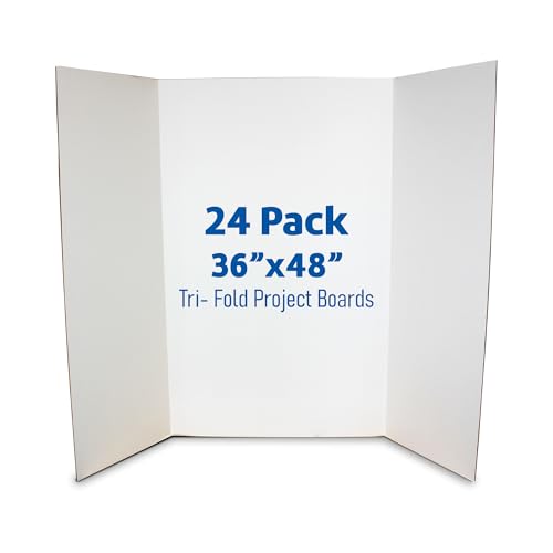 Flipside Products 36” x 48” Project Boards for Presentations, Science Fair, School Projects, Event Displays and Trifold Picture Board, Proudly Made in USA - Clay White - 24 Pack