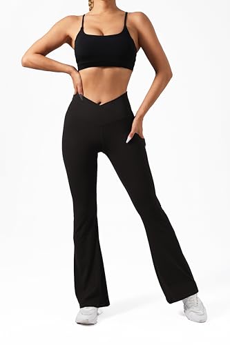 Butt Lifting Flare Leggings for Women Tummy Control Wide Leg Flared Yoga Pants4