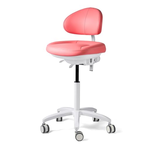 Image of JMU Dental Chair with Back Rest for Medical Clinic Lab, Pink | Adjustable Height Dentist Chair, 350lbs Load Capacity, Microfiber Leather