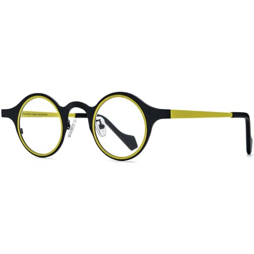 Image of FONEX Colorful Pure Titanium Glasses Frame Women Retro Round Eyeglasses