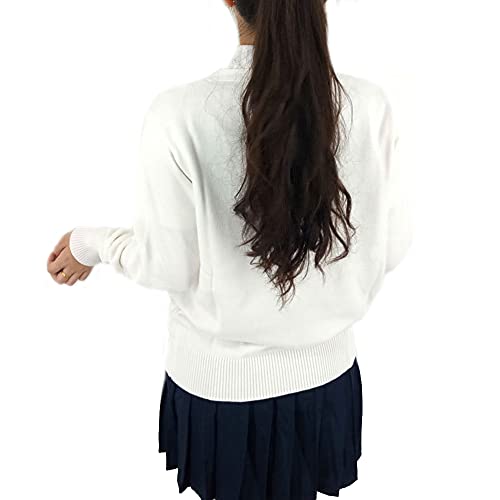Image of Blostirno Women's Cardigan School Uniform Sweater Cardigans V-Neck Long Sleeve Button Down Knit with Pockets