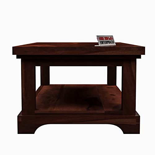 Image of Sheeshsam Wooden Center Table with Storage for Living Room - Solid Wood Coffee Table Tea Table Teapoy Center Peace for Home Sofa Center Table (Corte Walnut)