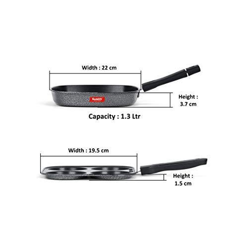 Image of Sumeet NonStick Lacag Cookware Set (Grill Pan-22cm Dia + Mini Multi Snack Maker - 4 Cavity -19.5cm)