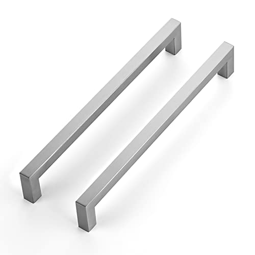 Image of Ravinte 10 Pack 8-4 /5 Inch Square Cabinet Handles - Satin Nickel & Brushed Nickel Drawer Pulls - Kitchen Cabinet Hardware