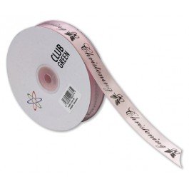 CLUB GREEN PRINTED RIBBON CHRISTENING 20MMX50M PINK, Fabric, 16.5 x 16.5 x 3.3 cm, 16.5 x 16.5 x 3.3000000000000003 cm